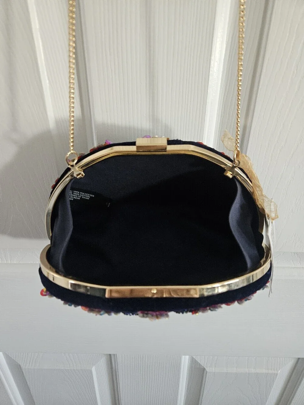 NWT Made In India Beaded Embellished Peacock Hard Case Clutch/Crossbody Bag